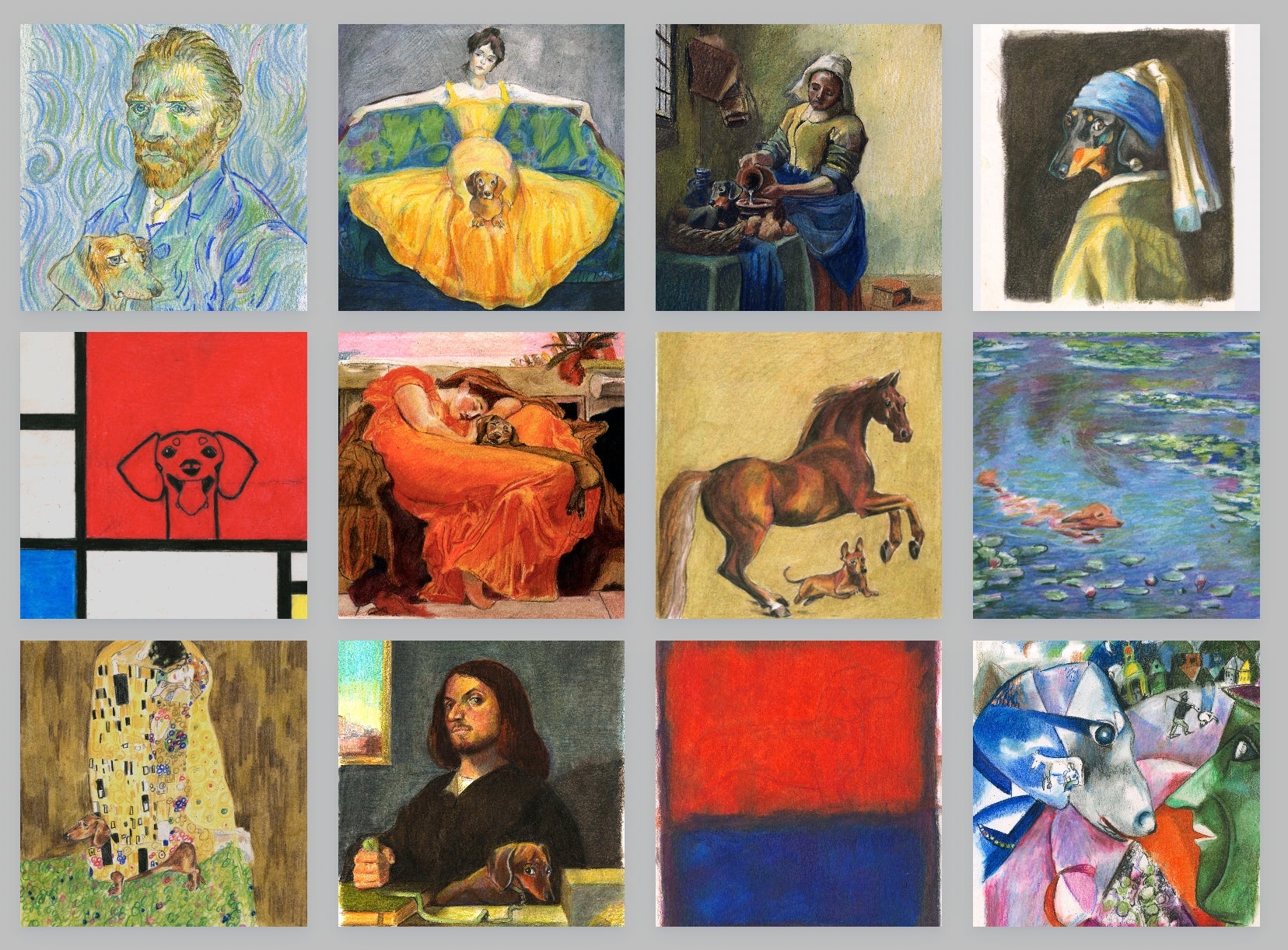 Dachshunds of the Old Masters III 6 x 6" Set